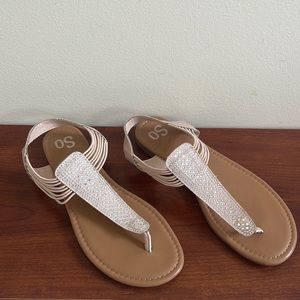 SO Light Pink Bedazzled Strap Sandals!